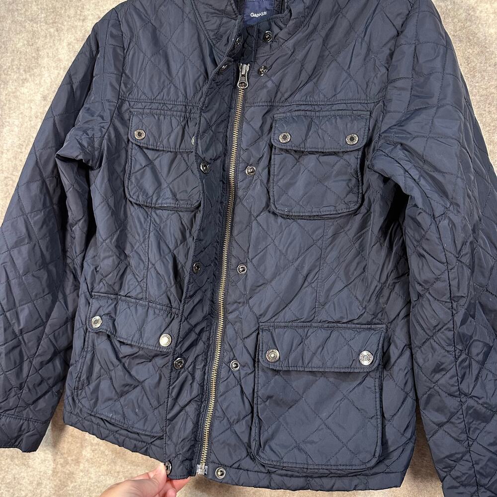 Gap Kids, Boys/Girls XXL 14-16 Quilted Utility Jacket Navy Blue Snap Button Coat - Picture 4 of 6